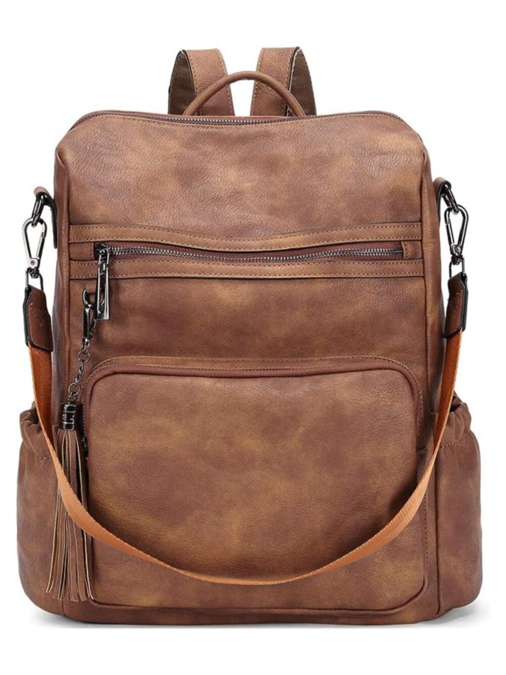 Vegan Leather Fashion Backpack for Women with Tassel